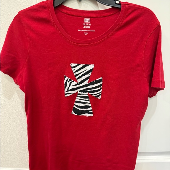 Red T-Shirt with Zebra Cross Design - Picture 1 of 4